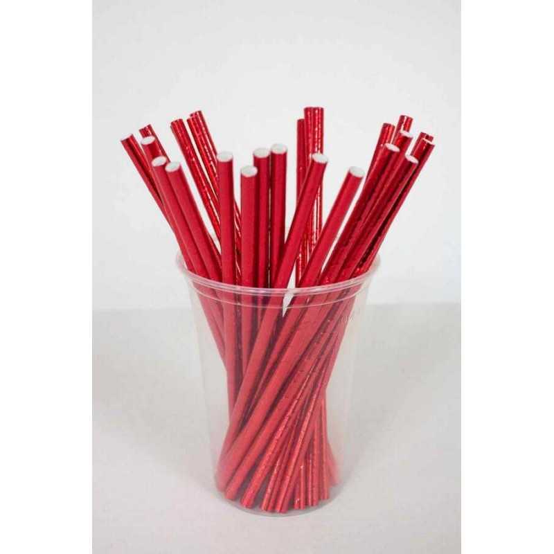 Papirna Slamčica - Crvena Sjajna 20cm