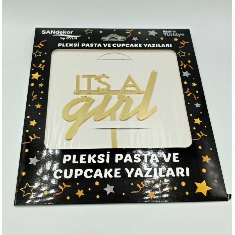 Topper "It's a girl" - Zlatni