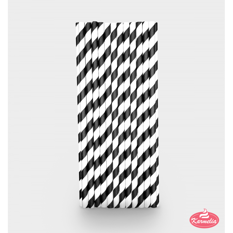 Papirna Slamčica - Crna Spiralna 20cm