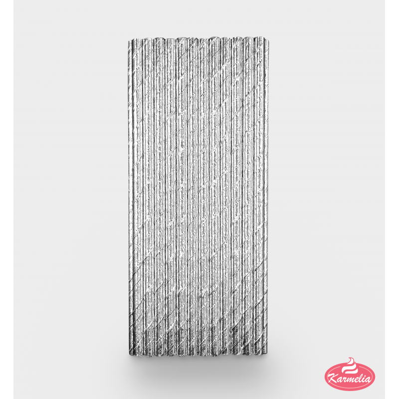 Papirna Slamčica - Siva Sjajna 20cm