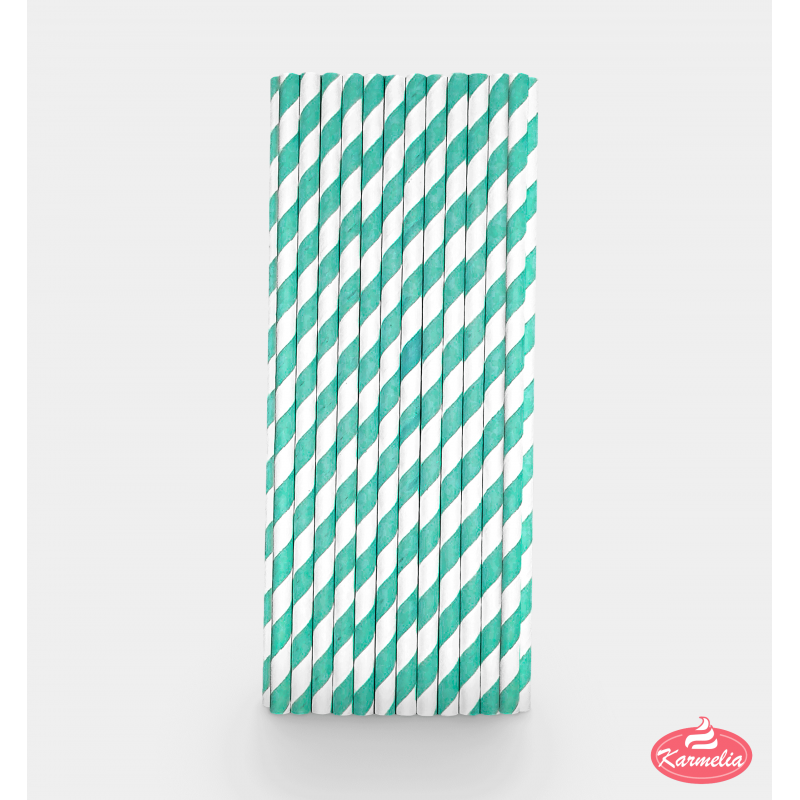 Papirne Slamčice - Tirkizne Spiralne 20cm