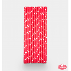 Papirne Slamčice - Crvene Sa Bijelim Zvjezdicama 20cm