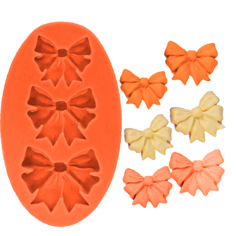 Narandžasti Silikonski kalup (HG 165) - Mašne 3 Kom