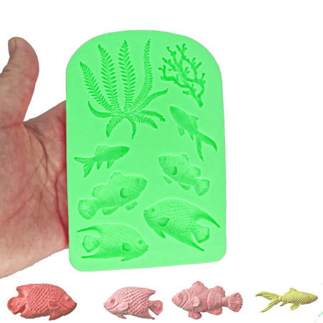 Zeleni Silikonski Kalup (DK 173) - Ribe i Morska Trava
