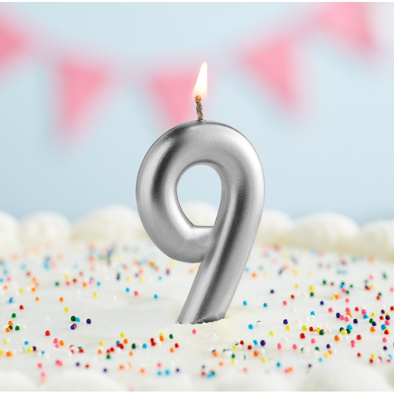 Rođendanska Svijeća Srebrena No.9