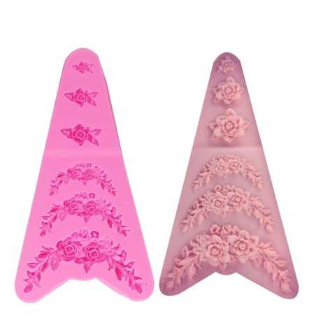 Cesil silikonski kalup oblik Bordura ruže 13x7cm