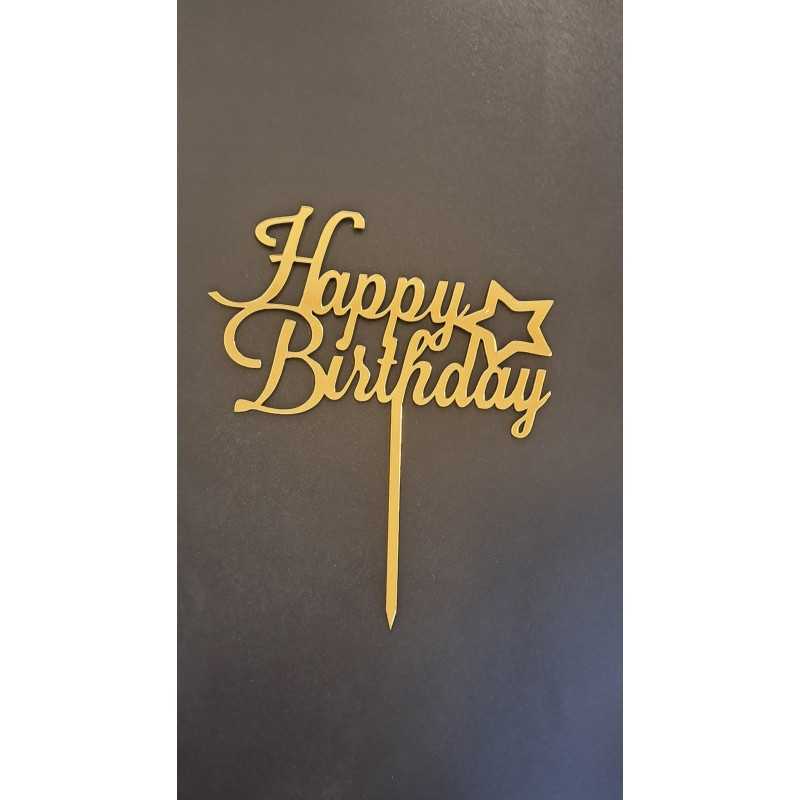 BH Topper Happy birthday zlatni natpis sa zvjezdicama