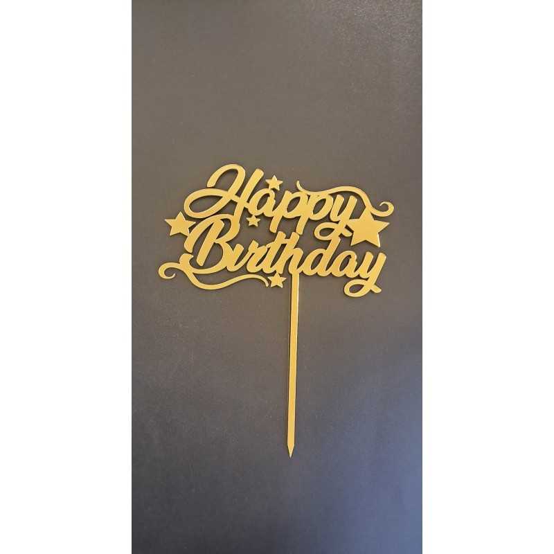 BH Topper Happy birthday zlatni natpis sa zvjezdicama