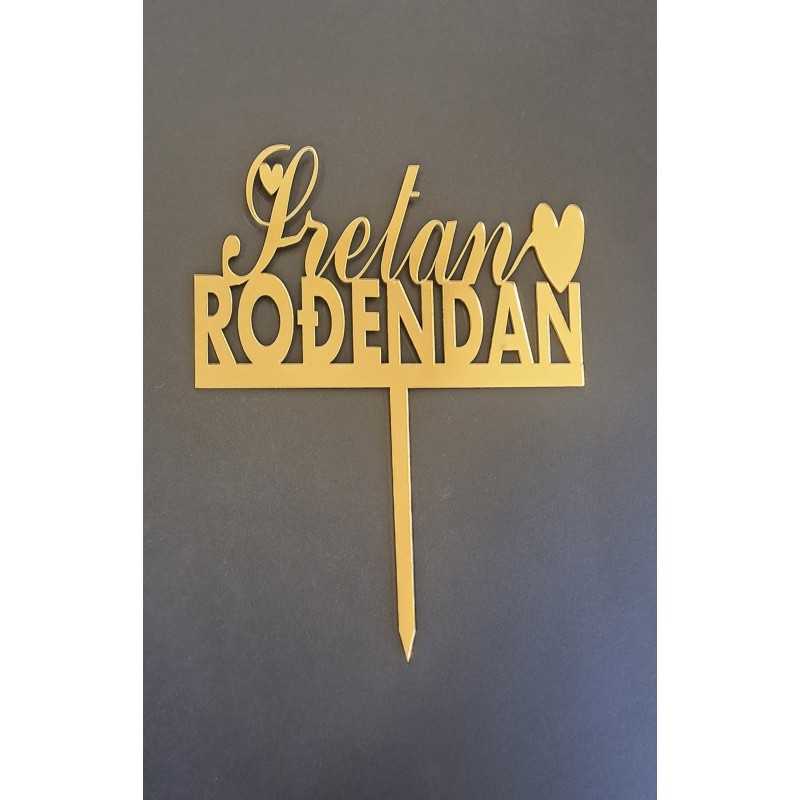 BH Topper Sretan rođendan zlatni sa srcima