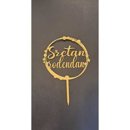 BH Topper Sretan rođendan zlatni krug