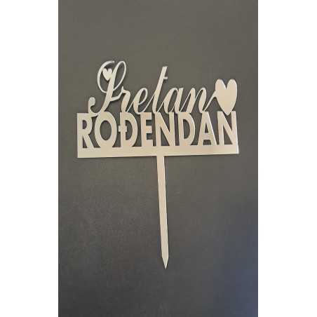 BH Topper Sretan rođendan srebreni, natpis sa srcima