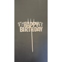 BH Topper Happy birthday srebreni natpis sa poklončićima