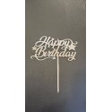 BH Topper Happy birthday srebreni sa zvjezdicama