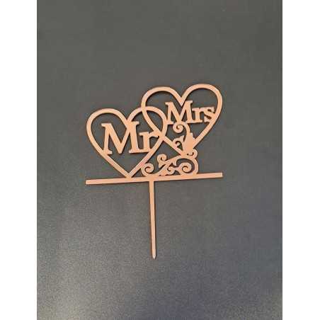 Bh topper rose gold Mr&Mrs spojena srca
