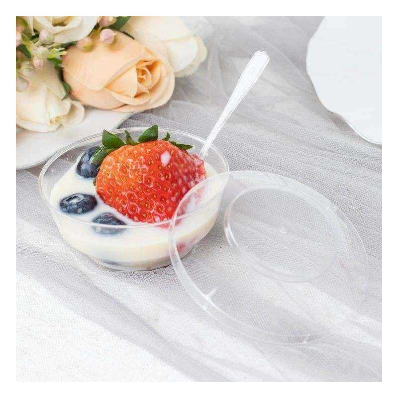 PVC Desert čaša prozirna za puding+poklopac 100x70 mm 220cc 15/1