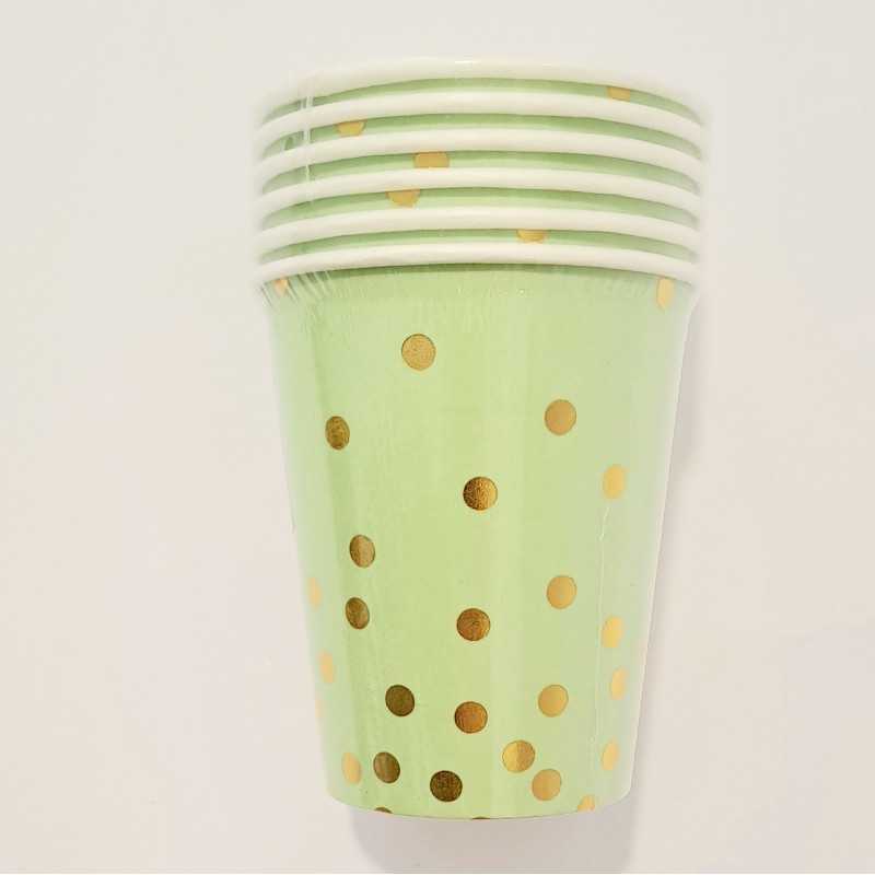 Party čaša Zelena sa zlatnim tufnama 6/1