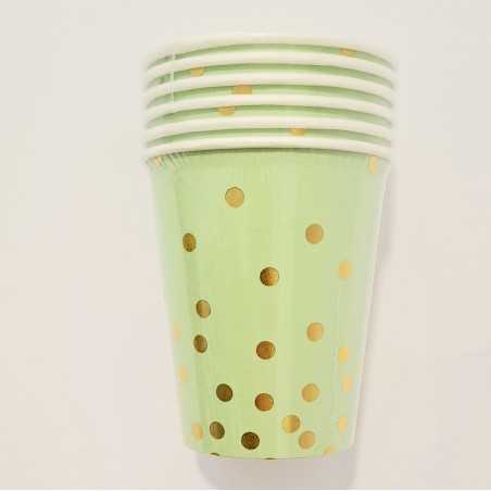 Party čaša Zelena sa zlatnim tufnama 6/1