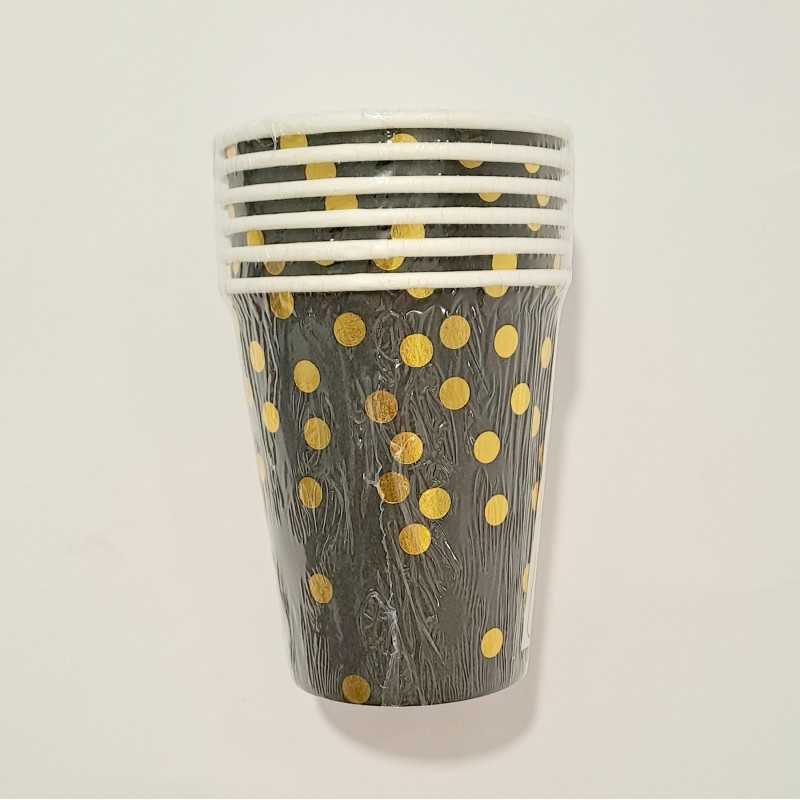 Party čaša Crna sa zlatnim tufnama 6/1