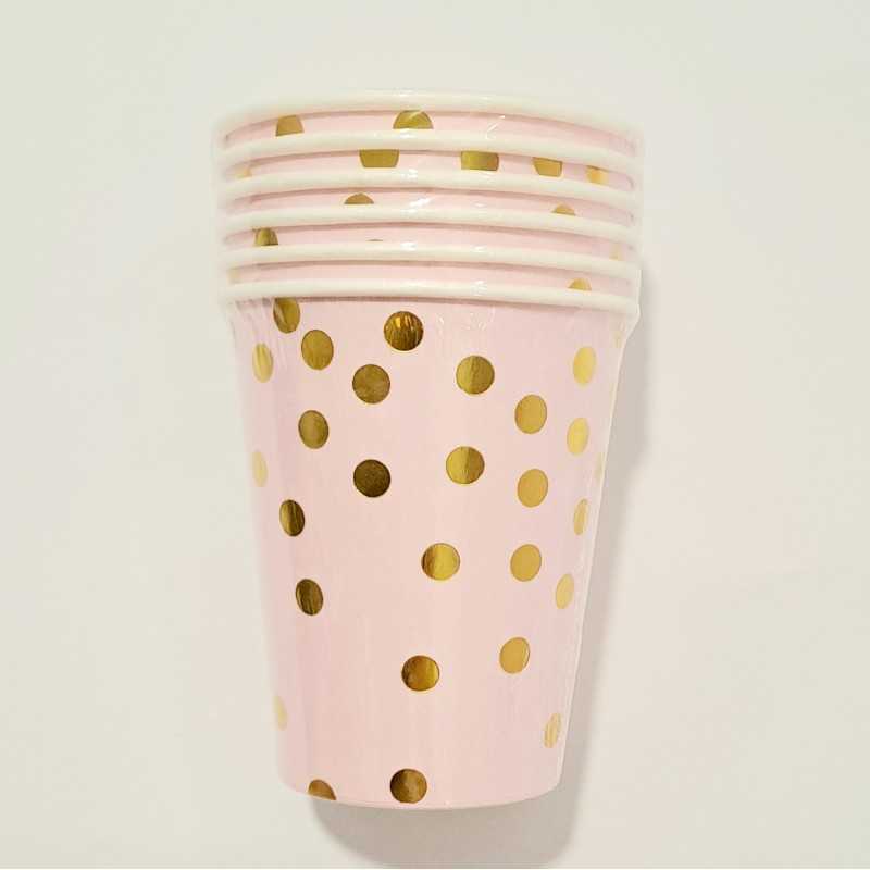 Party čaša Roza sa zlatnim tufnama 6/1