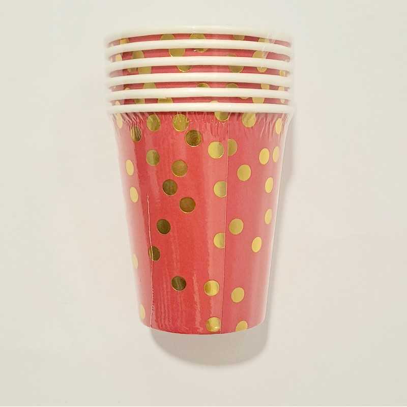 Party čaša Crvena sa zlatnim tufnama 6/1