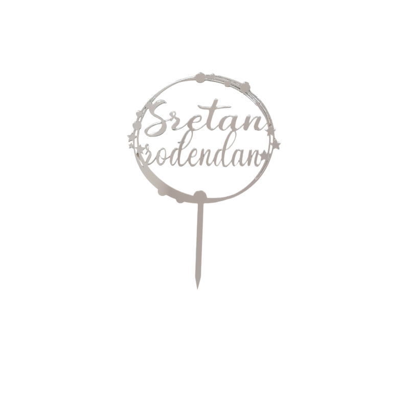 BH Topper Sretan rođendan-srebreni krug