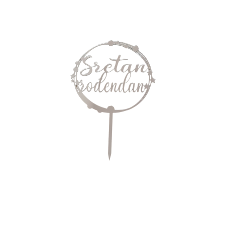 BH Topper Sretan rođendan-srebreni krug