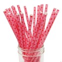 Papirne slamčice roze sa crvenim tufnama