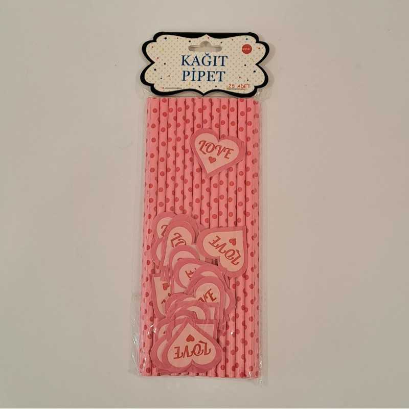 Papirne slamčice roze sa crvenim tufnama