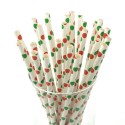Papirne slamčice bijele sa crveno-zelenim tufnama