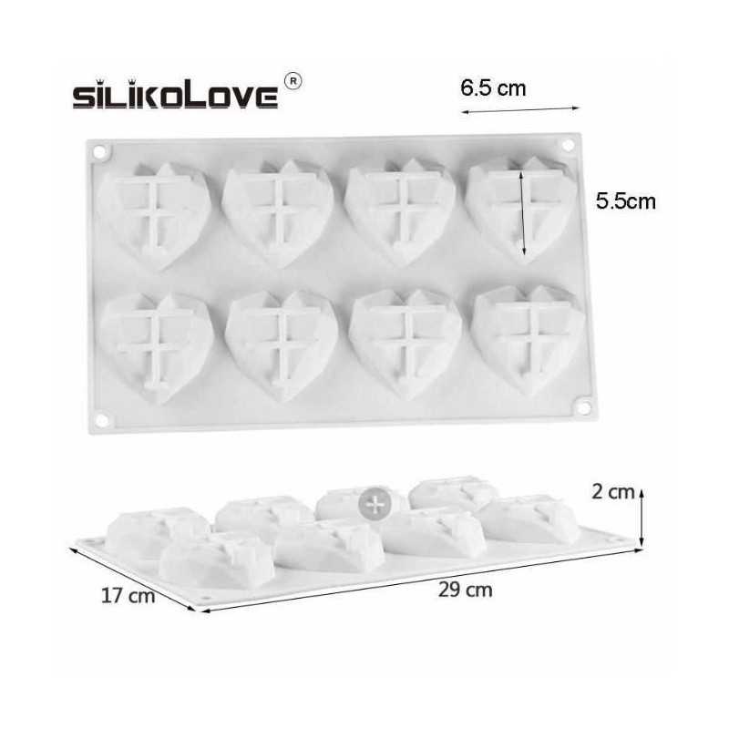Silikonski Kalup Za Dijamantsko Srce 8 u 1- Rozi