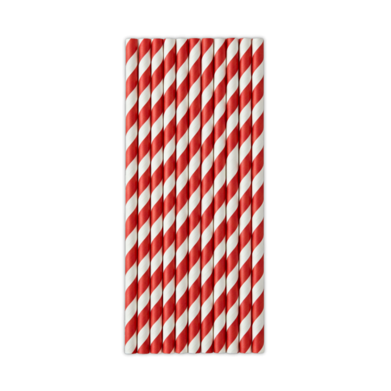 Papirna slamčica crvena spiralna 20cm