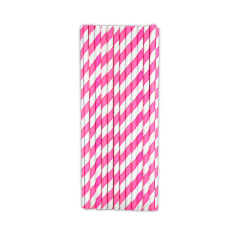 Papirna Slamčica - Roze Spiralna 20cm