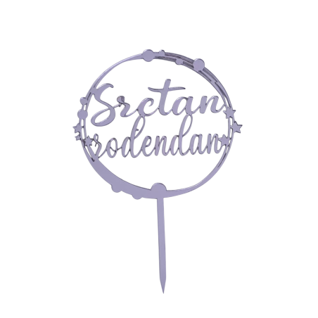 BH Topper Sretan rođendan-srebreni krug