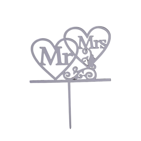 Bh topper srebreni Mr&Mrs spojena srca