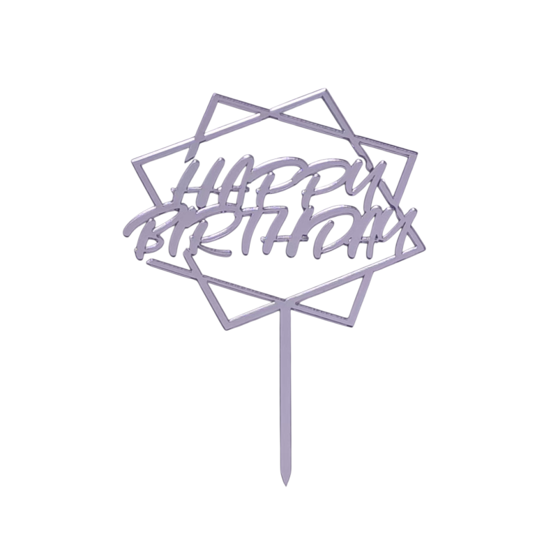 BH Topper Happy birthday srebreni romb