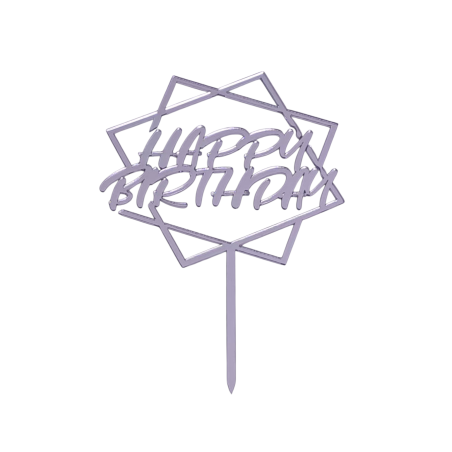 BH Topper Happy birthday srebreni romb