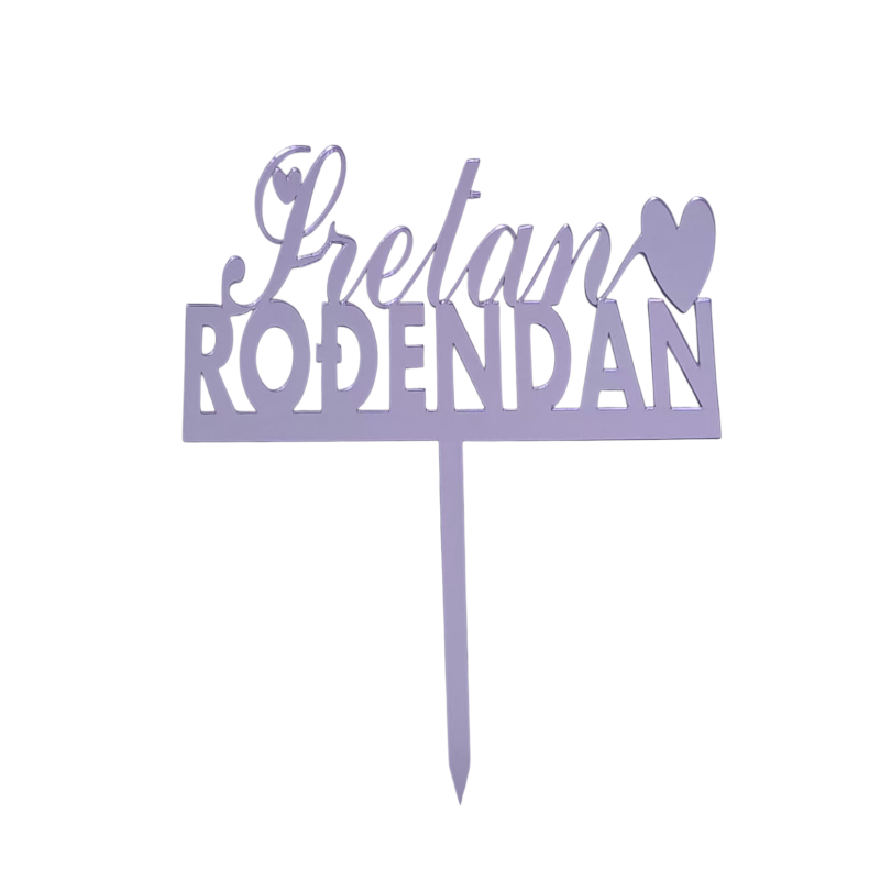 BH Topper Sretan rođendan srebreni, natpis sa srcima