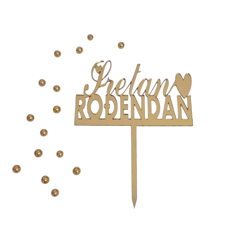 BH Topper Sretan rođendan zlatni sa srcima