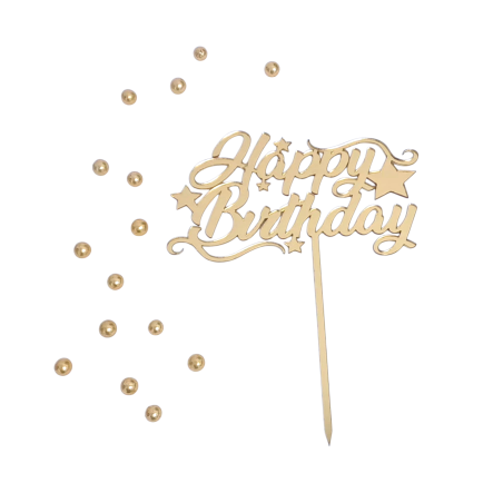 BH Topper Happy birthday zlatni natpis sa zvjezdicama