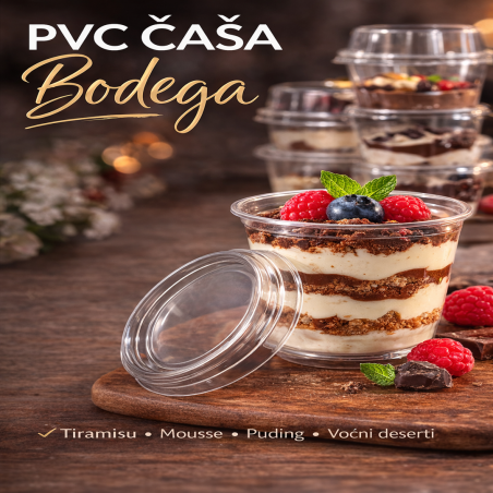 PVC čaša Bodega + Poklopac 180 cc 15/1
