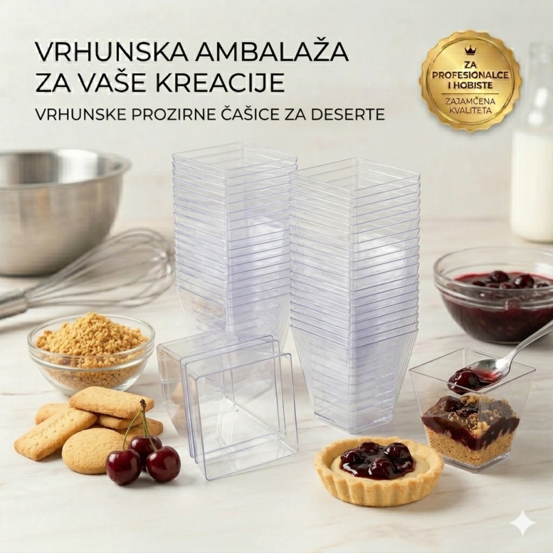 Desertne Čaše u Obliku Prizme 200 ml (Plastika) 10 Kom