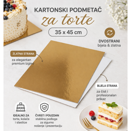 Podmetac Zlatni/Bijeli 3mm- 35x45cm