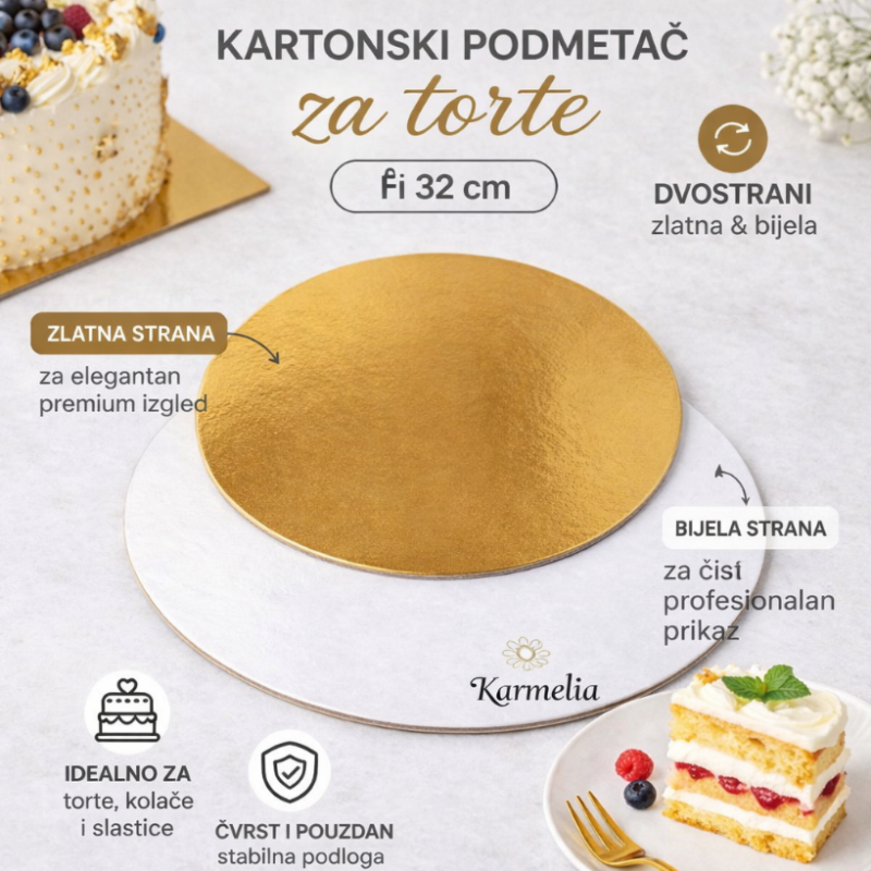 Podmetac Zlatni/Bijeli 3mm- fi 32 cm