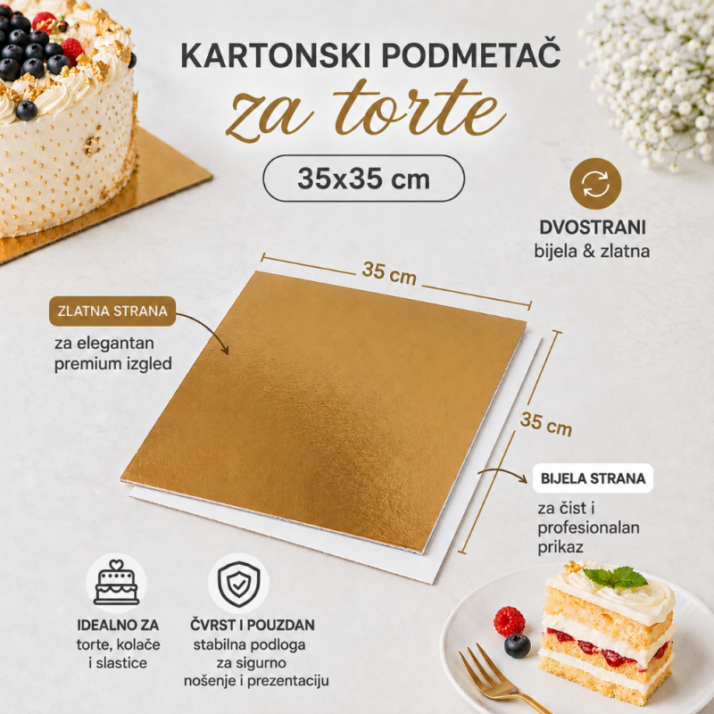 Podmetač Zlatni/Bijeli 3 mm - 35x35 cm 25/1