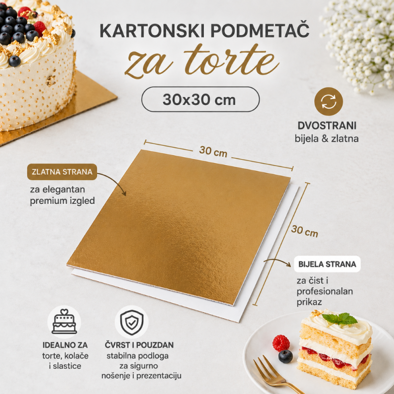 Podmetač Zlatni/Bijeli 3 mm - 30x30 cm