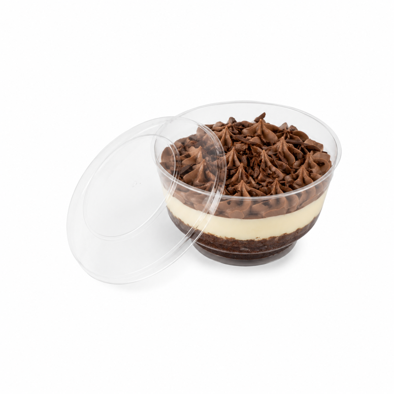 PVC Desert čaša prozirna za puding+poklopac 100x70 mm 220cc 15/1