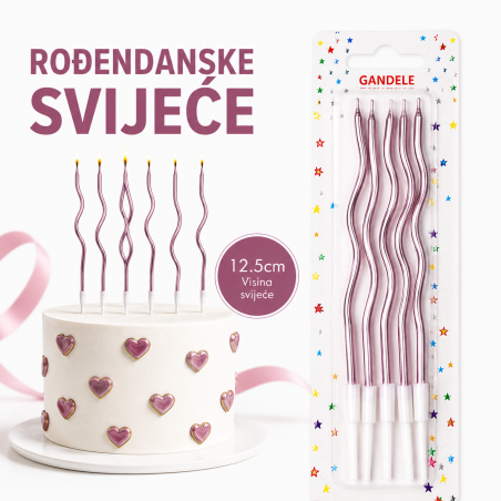 Svijeća Roza Vijugava 6/1
