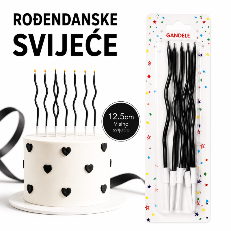 Svijeća Crna Vijugava 6/1