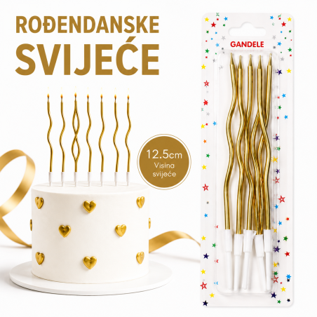 Svijeća Zlatna Vijugava 6/1
