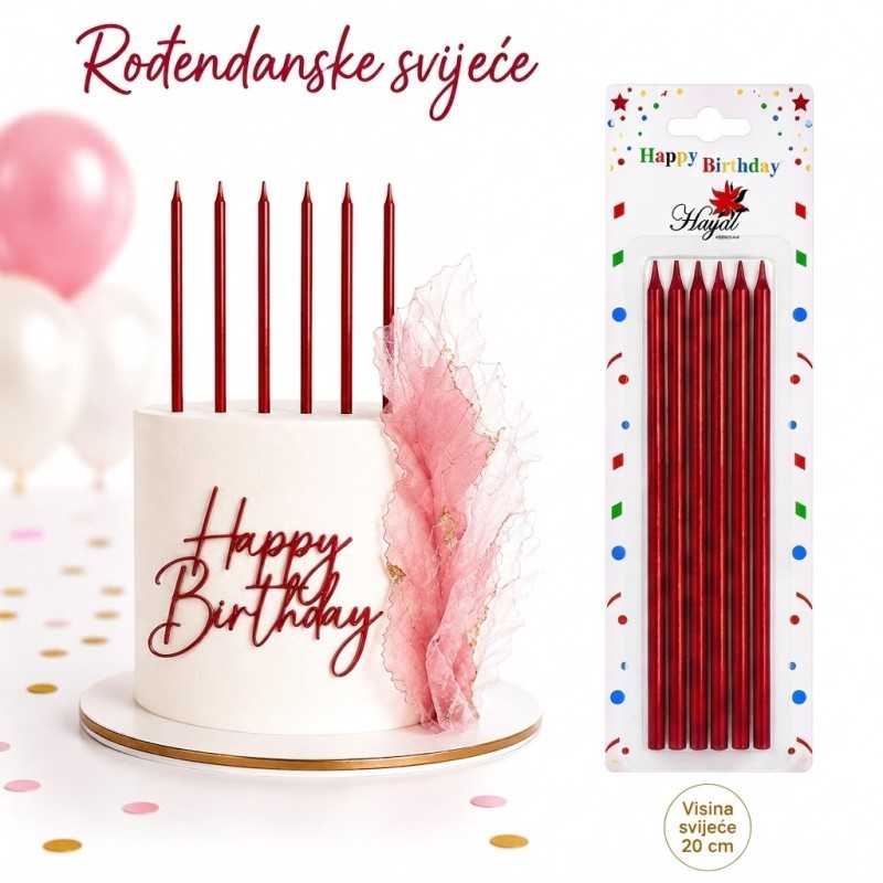 Svijeća za tortu 20cm Crvena